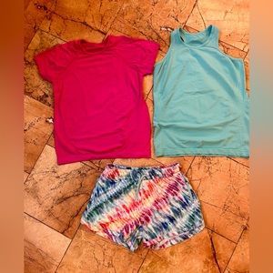 Athleta Girl set (tank, tee, & shorts) EUC SZ 16 XXL